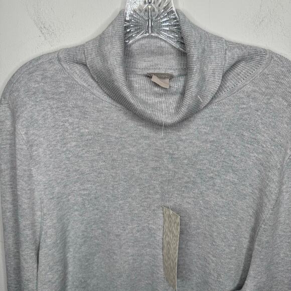 Chico’s 3 XL Gray Cowl Neck‎ Sweater Top Coolmax Cotton Blend Long Sleeve Cozy - Picture 2 of 9